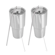2X Edelstahl Becher mit Deckel Stroh 30 Unzen Doppel Wandige Isolier Vakuumflasche Bier Tasse Kanne Kaffee Trinken
