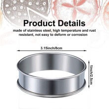 24 Pieces Muffin Tart Rings Double Rolled Tart Ring Stainless Steel Muffin Rings Metal Round Ring Mold for Food Making