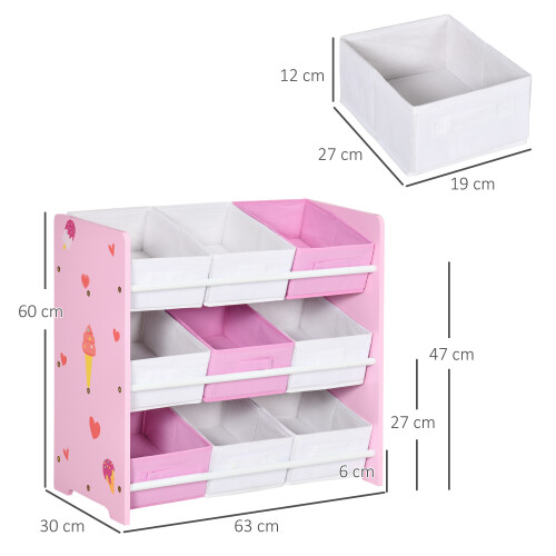 ZONEKIZ ZONEKIZ Storage Unit W/9 Removable Storage Baskets for Nursery Playroom, Pink 2