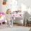 AIYAPLAY Children Study Table and Chair w/ Storage, Pull-Out Drawer, Pink 1