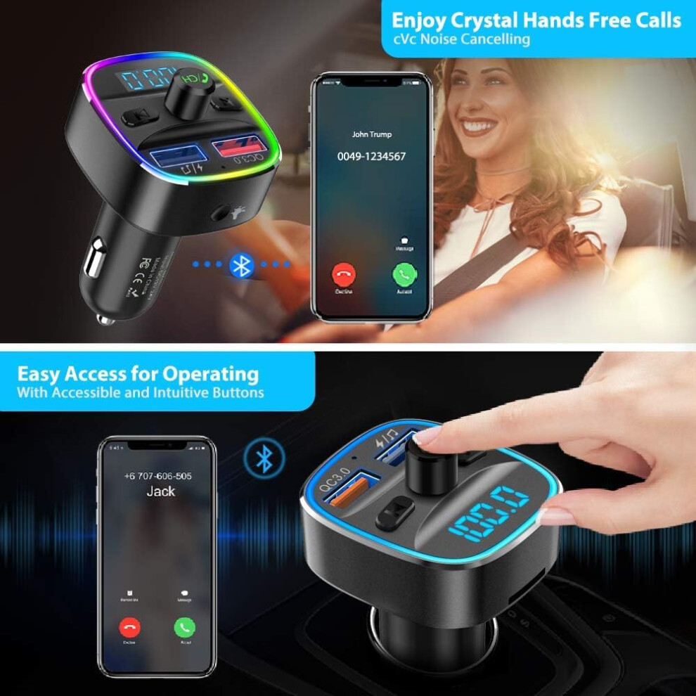 Car Entertainment Companion, Bluetooth 5.3 Fm Transmitter For Seamless Streaming, Quick Charge 3.0 & Dual Usb Ports Charger For Safe, Efficient 9169997993397