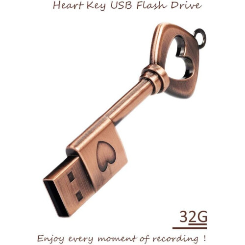 Μονάδα Flash USB Retro HeartKey, 32GB με χαριτωμένο σχέδιο καρδιάς, γρήγορη και ασφαλής 1