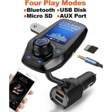 Transmissor FM Bluetooth Universal, Adaptador de Música para Chamadas em Modo Mãos-Livres com Carregamento Rápido, Experiência Hi-Fi com Graves