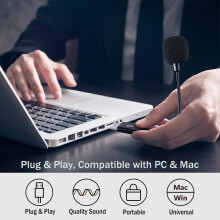 Microfon USB mini compact cu voce clară pentru laptopuri și computere desktop, microfon audio de înaltă rezoluție cu placă de sunet USB