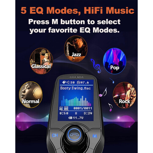 Πομπός Bluetooth Fm Universal, Προσαρμογέας γρήγορης φόρτισης με κλήσεις hands-free, Διπλές 2