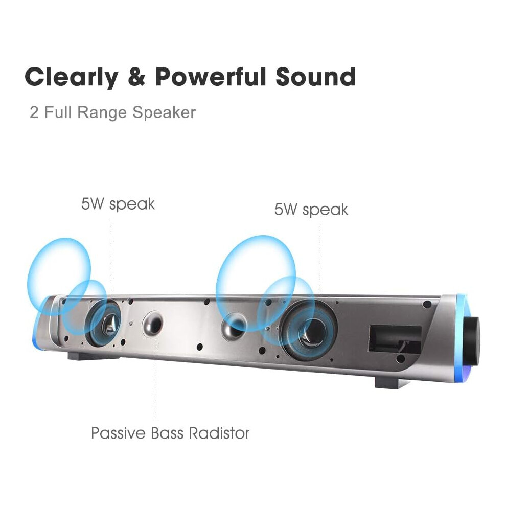 Soulion R30 Rgb Desktop Soundbar: Surround Sound With Dynamic Ing Bar, Audio- Sync, Easy Control And Connection, Portable Sound Bar For Light 9169997993700