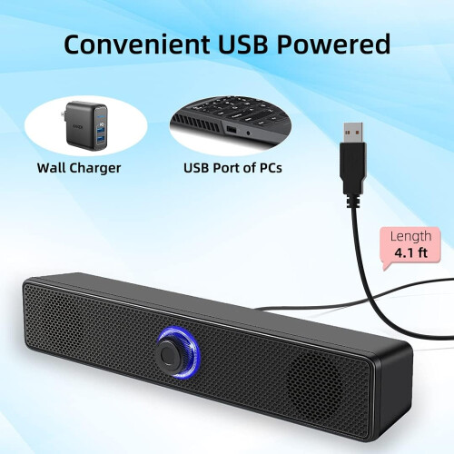 Ηχεία υπολογιστή HiFi Stereo Audio, Αναβαθμισμένος στερεοφωνικός ήχος 2.0, Διπλοί οδηγοί 2
