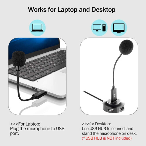 Μίνι μικρόφωνο USB για υπολογιστή, μικρόφωνο ήχου υψηλής ανάλυσης με 2