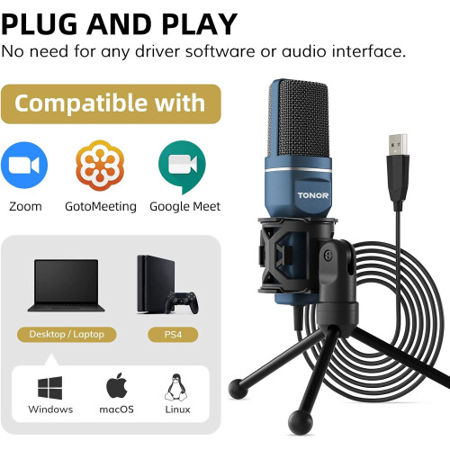 Πολυλειτουργικό μικρόφωνο USB για υπολογιστή, δυναμικό φωτισμό RGB, στιβαρό σετ 1