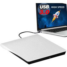 Unidad externa de CD/DVD USB 3.0, lector/grabador de CD/DVD portátil Plug & Play compatible con PC portátil Windows Mac Linux, carcasa con textura