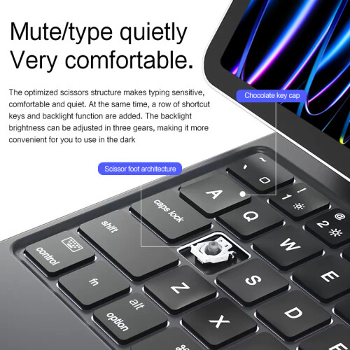 Protective Case for iPad with Bluetooth Keyboard DarkGrey  iPad Pro 13 M4 2024 1