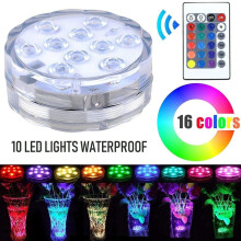 Luzes LED submersíveis com função dimerizável, à prova d'água, para piscina, com 10 níveis de brilho, função de memória e design sem fio,