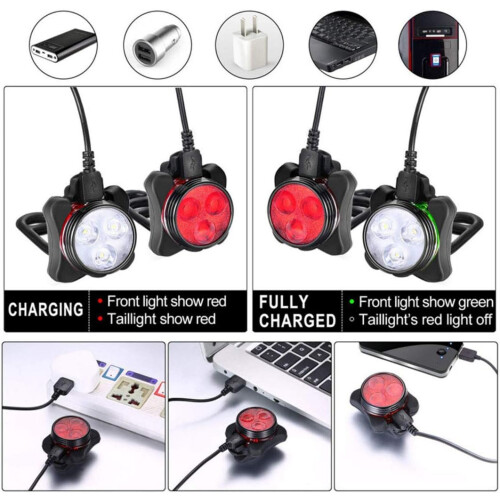 Σετ φώτων ποδηλάτου, ενισχυμένα Safety4Modes εξαιρετικά φωτεινά επαναφορτιζόμενα φώτα 2