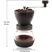Moulin à café manuel compact pour un arôme de café frais, meule en céramique pour une meilleure conservation du café, base en silicone