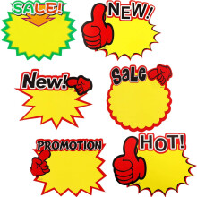 Widely Use Retail Business Stickers, Bright Eye-Catching Colors Self-Adhesive Blank Price Tags, 60 Pieces 15x21cm, Simple Intuitive Price Tags For