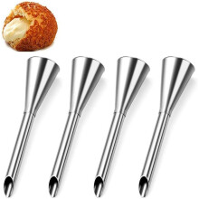 Pastry Icing Piping Tool, Wide Application Stainless Steel Nozzle For Decorating Cakes, Long Nozzle Pastry Icing Piping Tool, 4PCS