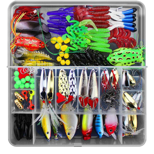Topwater-Köder-Angelset für aktive Angler, Tacklebox mit Crankbaits, Jigs, Blinkern, Softbaits und Köderzubehör, Komplettset mit 2