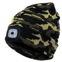 Berretto con impostazioni di luminosità regolabili, cappello caldo lavorato a maglia con luce LED ricaricabile tramite USB, cappello con lampada