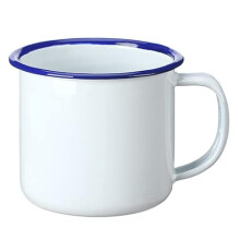 Enamel Camping Coffee Mugs, Metal Small Classic Portable Mugs with Handle, Vintage-Style White Enamel Iron Drinking Cup for Tea Coffee Outdoor Indoor