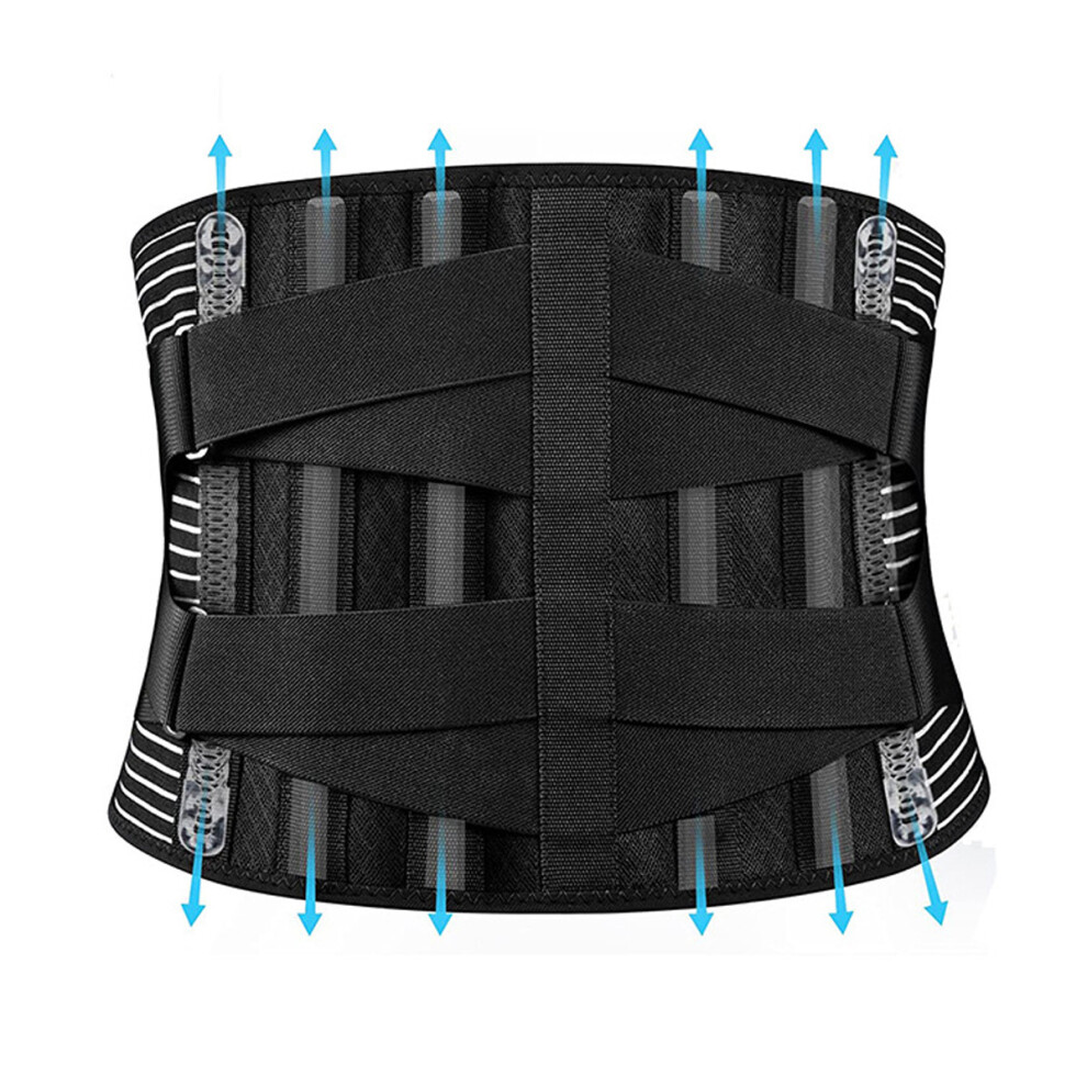 Supportive Back Brace for Active Lifestyles, Elastic Compression Straps with Memory-Aluminum Stays and Breathable Lumbar Support, Back Support Belt