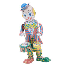 Retro Wind Up Clown Tinplate Drummer Toy - Vintage Desktop Ornament 6