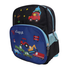 Kinder S-Größe Cartoon-Auto Rucksack – Leichter Nylon, Marineblau/Blau