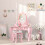 AIYAPLAY Kids Dressing Table Set, Two-Piece Children Vanity Table with Stool 7