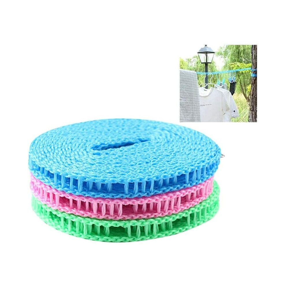 Super Strong Polyethylene Clothesline, Stainless Steel Hooks for Indoor Outdoor Laundry, Non-Slip Windproof Clothes Drying Rope