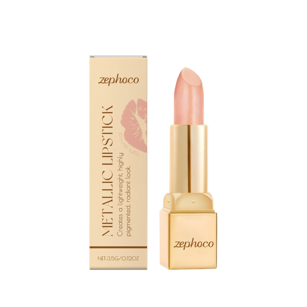Light/Cream (3.5G, Apricot) Metallic Lipstick Series Weight, Moisturizing, Pigmented And Glossy Make-Up For Dazzling Lips