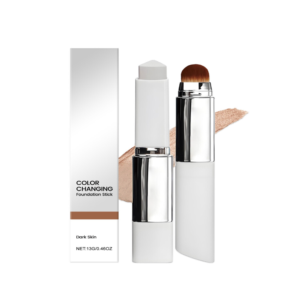 (Dark skin color 13g) Two-in-one color-changing foundation stick, lightweight, moisturizing and nourishing, matte, clear, non-stuck daily