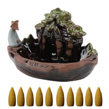 Aromatherapy Ornament for Yoga, Unique Smoke Backflow Design Waterfall Incense Burner, Exquisite Handmade Ceramic, Great Gift for Meditation