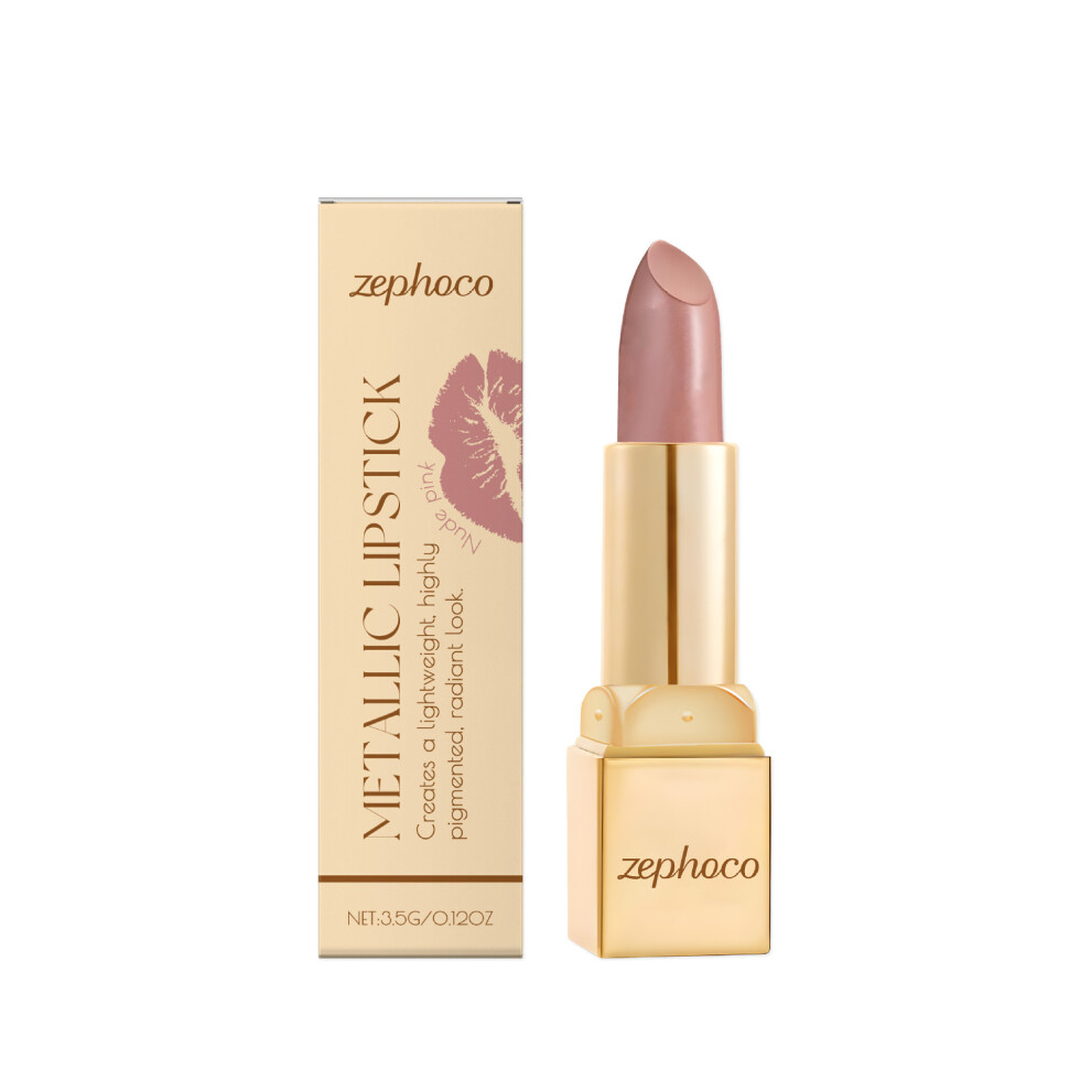 Pink/Cream (3.5G, Nude ) Metallic Lipstick Series Lightweight, Moisturizing, Pigmented And Glossy Make-Up For Dazzling Lips