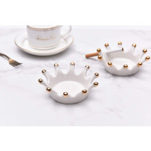 Edle, kronenförmige Ringschale, dekorative Schmuckschale für platzsparende Dekoration, elegante Keramik-Schmuckschale in Premiumqualität