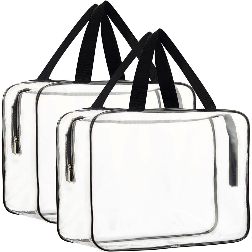 Stylish Clear Makeup Bags, Designed for TSA Approval, Waterproof Transparent PVC with Portable Travel Convenience, 2 Pieces Set for Reinforced Seams