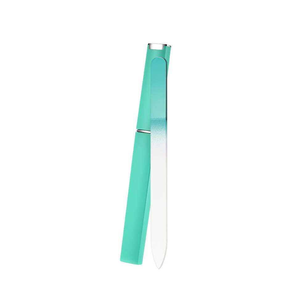 Glass Nail File for Natural Nails, Double Sided Crystal Glass Fingernail Files with Protective Case for Smooth Finish and Gentle Nail Care, Reusable