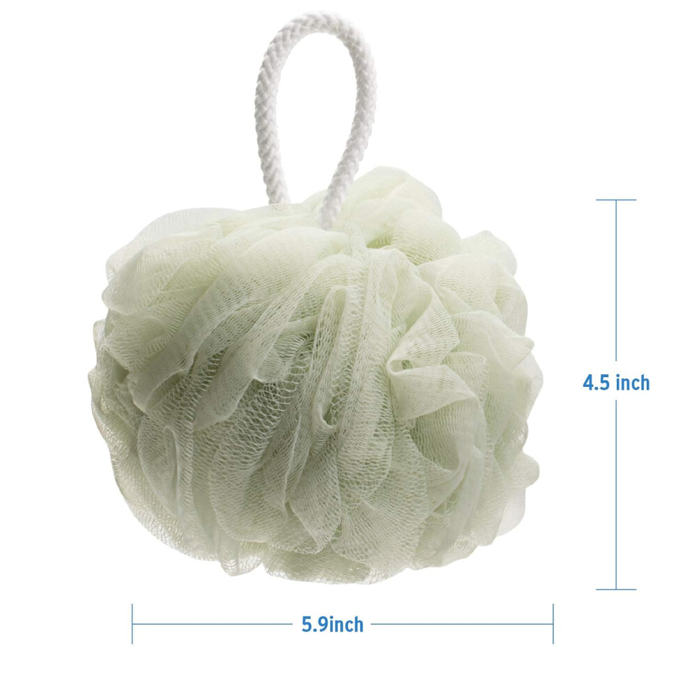 Luxurious Spa-Like Experience Mesh Pouf Shower Bath Ball For Exfoliating Loofah Sponge, Ergonomically Designed With Neutral Colored Soft High Quality