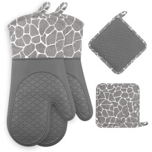 Gants de cuisine et maniques Kitchen Comfort : gants extra longs avec surface antidérapante en silicone et doublure matelassée, pour la cuisine,