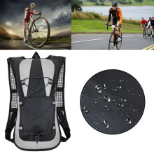 Breathable Technical Fabric Hydration Pack, Reflective Straps Water Rucksack with Foldable Backpack Design, Hydration Bladder Included for Cycling