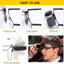 Polarisierte Clip-On-Sonnenbrille für Lesebrillen, hochwertiger Metalllegierungsclip, formstabil, stoß- und bruchfest, einfach an Ihre