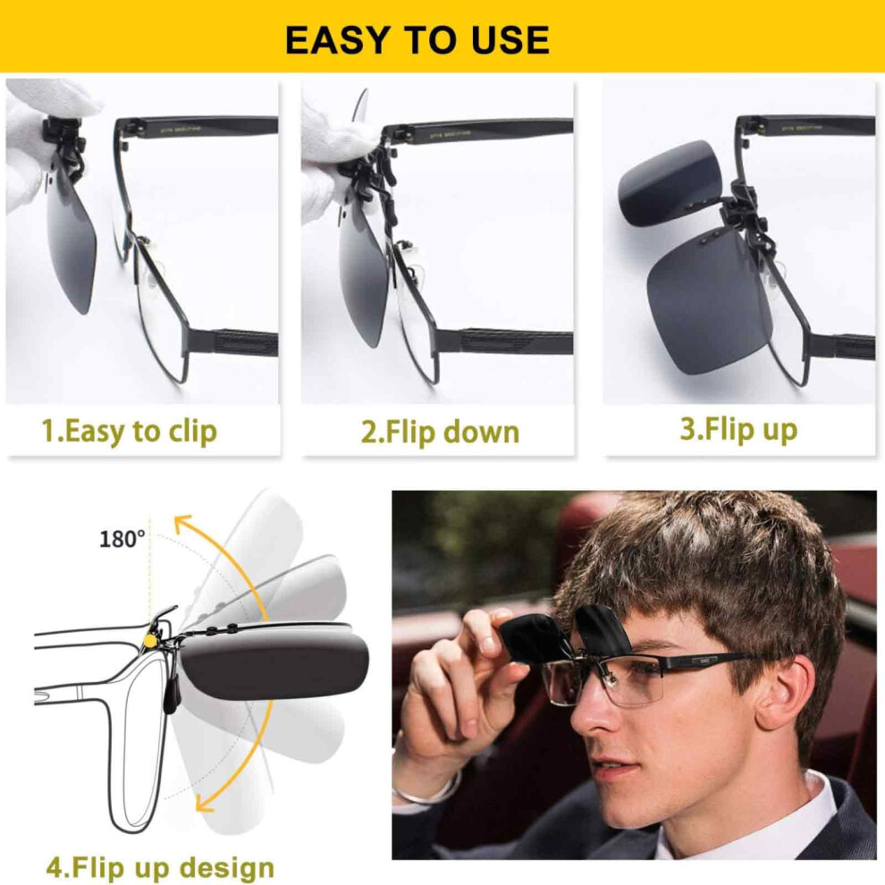 Polarized Clip On Sunglasses for Reading Glasses, Premium Metal Alloy Clip Is Non-Shrinking, Impact And Shatter-Proof, Clip On Your Prescription
