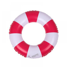 Inflatable Swimming Float for Pool Parties, Striped Swim Ring with Red And White Vibrant Look, Comfortable To Sit In Pool Lounger Tube for Beach