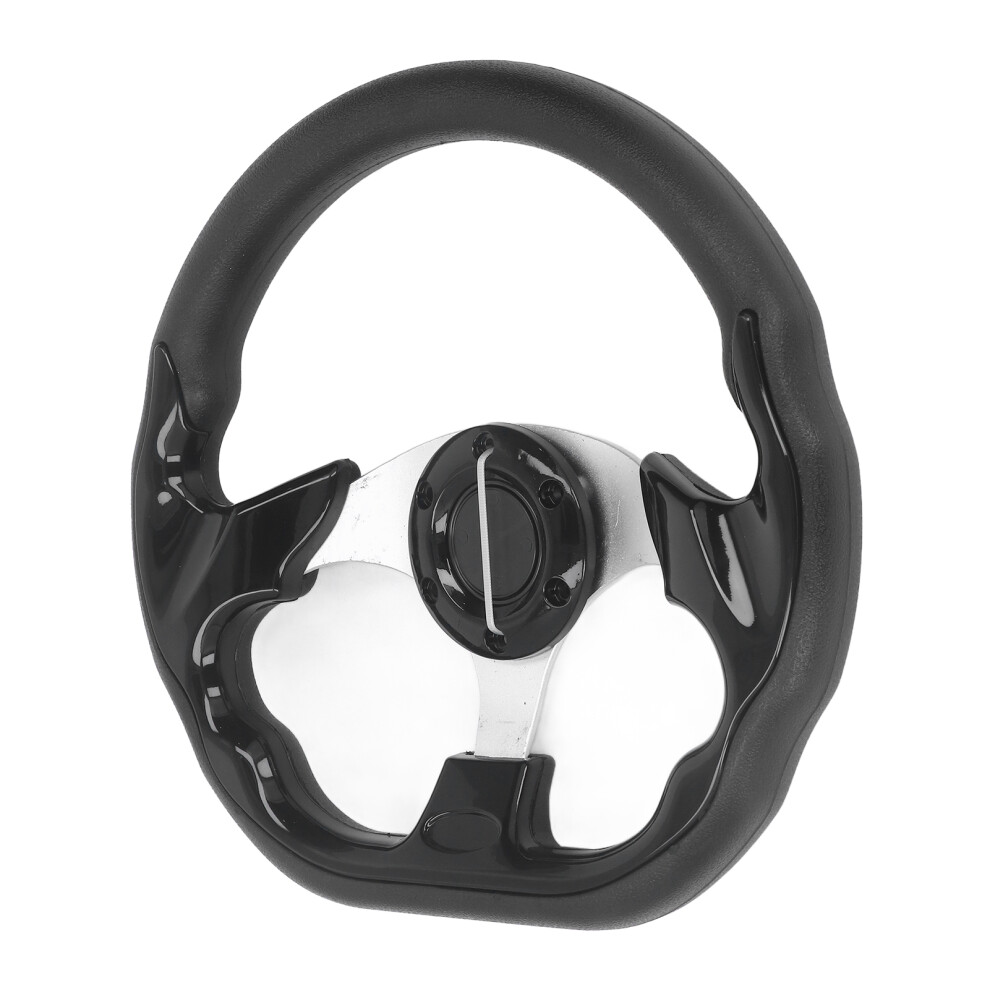 13In Pu Leather Racing Style Steering Wheel, Comfortable Grip Black 8721369173458