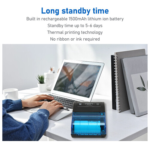Tragbarer Thermodrucker 58mm Bluetooth 4.0 Mini-Rechnung EU-Stecker 2
