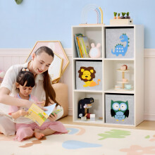 ZONEKIZ Toy Organiser with Three Non-Woven Fabric Drawers for Bedroom - White