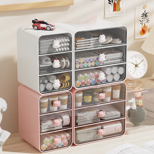 Robuster Plastik-Make-up-Organizer – Weißer Hase Schubladendesign 2