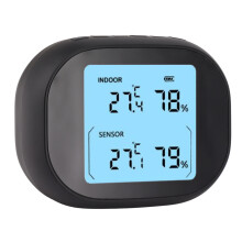 Black 11x9x4.8cm Indoor/Outdoor Thermometer 2000mAh