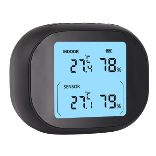 Black 11x9x4.8cm Indoor/Outdoor Thermometer 2000mAh