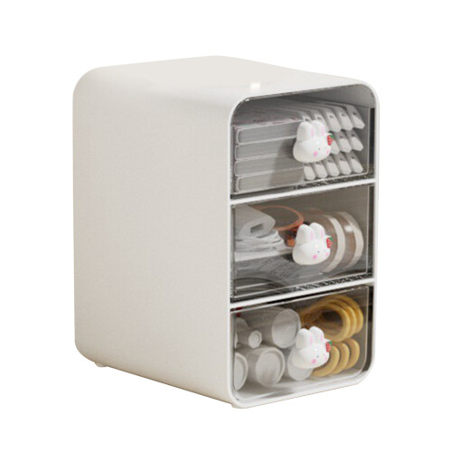 Robuster Plastik-Make-up-Organizer – Weißer Hase Schubladendesign 1