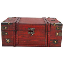 Vintage Wooden Storage Chest with Lock, Retro Treasure Box for Cosmetics Jewelry and Memories Elegant Wooden Keepsake Chest with Antique Hardware