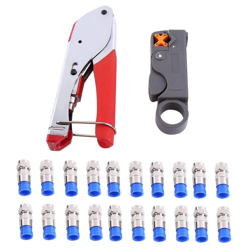 The Ultimate Coax Compression Crimper, Hand Tool Set For Effortless Coaxial Cable Management, Cable Stripper Ensures Clean Strips, Crimping Tool 3 In 9128293644082